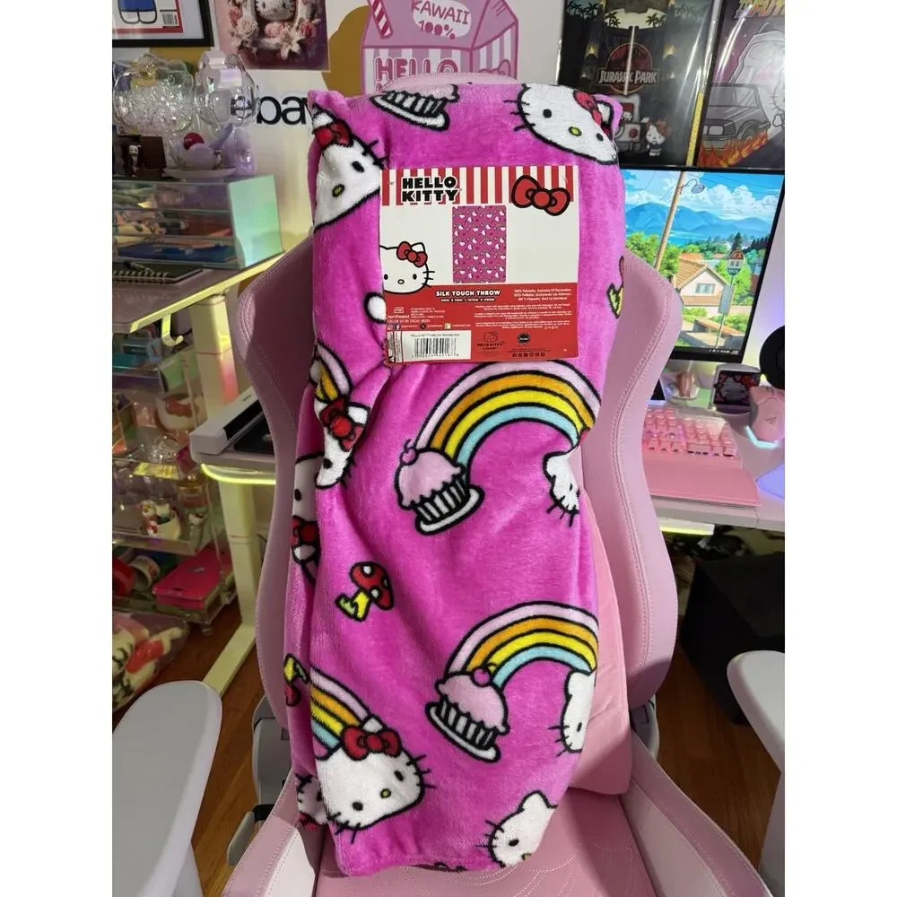 Hello Kitty Throw Blanket Silk Touch Pink Meow Rainbow Cupcake 2025 Sanrio